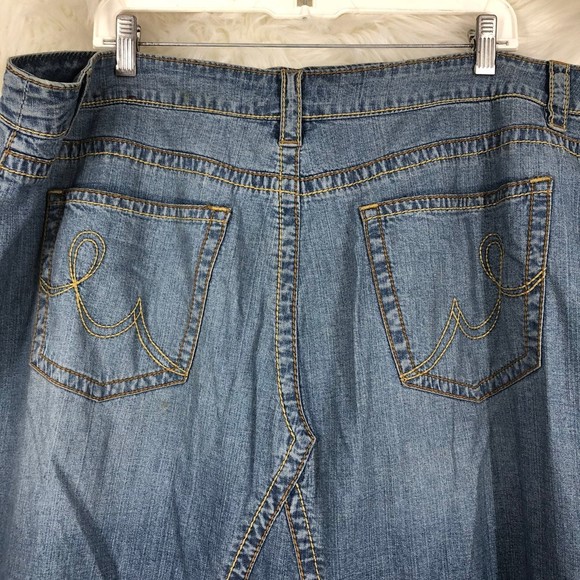 Vtg 1980s-90s Gitano Plus sz Maxi Skirt Denim Modest Church Spandex 22W - Picture 8 of 9